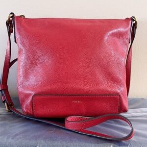 Fossil Cherry Red Crossbody Bag